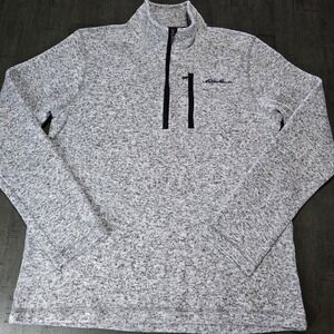 Eddie Bauer Heathered Gray  Quarter Zip Fleece Pullover Mens Large